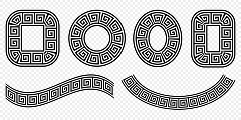 Black white greek frames set. 