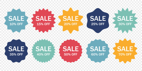 Set of vector starburst, sunburst badges