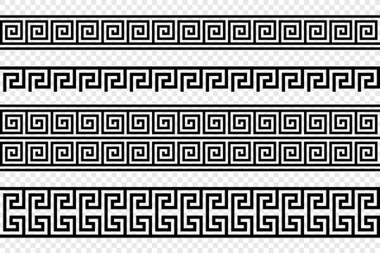 Greek seamless border. Greek key ornaments collection