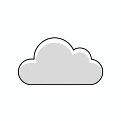 Fototapeta premium A gray, cloud-shaped icon with a black outline, on a white background