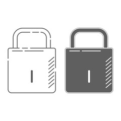 Silhouette illustration of a padlock with two different styles. vector illustration.