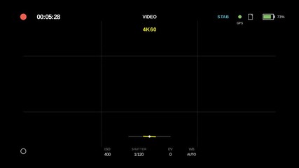 Action camera HUD overlay 4K60 recording GPS stabilization battery level indicator seamless loop adventure sports display