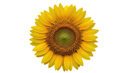 Bright Sunflower Head Isolated on Transparent Background