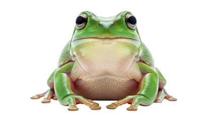 Obraz premium Green Tree Frog Sitting, Isolated on Transparent Background