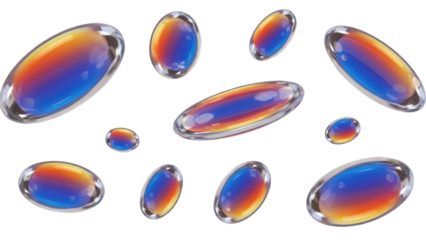Colorful Oval Shapes Isolated on Transparent Background