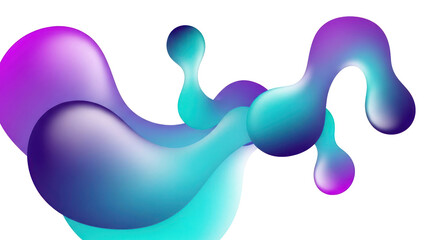 Colorful Fluid Blob Shapes Isolated on Transparent Background