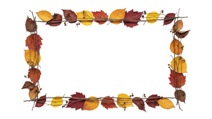Autumn Leaves Border Frame Isolated on Transparent Background