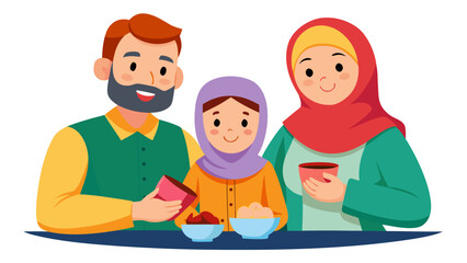 happy family with children eating