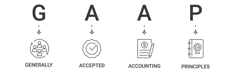 GAAP banner containing generally, accepted, accounting, principles vector icons