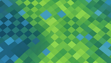 Vibrant green and blue pixelated mosaic background texture