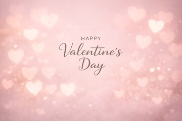Dreamy Happy Valentine's Day Background with Soft Focus Blurred Pink Hearts and Gentle Bokeh Lights