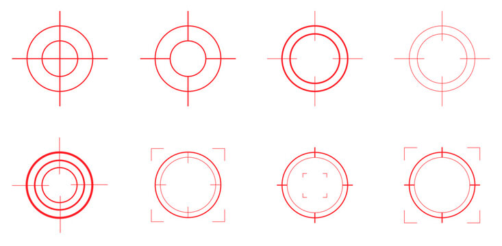 Linear red crosshair icons for user interface design
