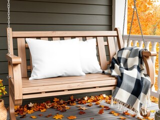 Cozy autumn porch swing