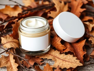 Autumnal candle in glass jar