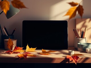 Autumn-inspired workspace setup