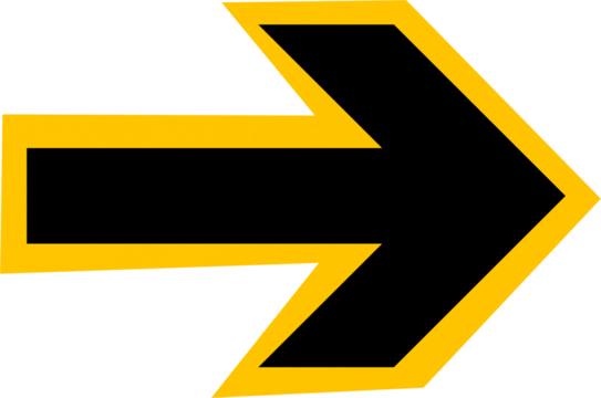 Bold Black Right Arrow with Yellow Shadow Outline - Powered by Adobe