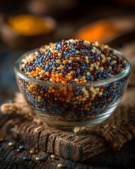 Tri Color Quinoa Grains In Clear Bowl Clean Composition Healthy Superfood Lifestyle