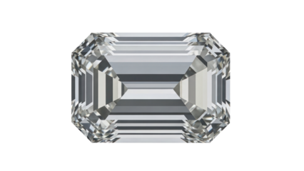 Emerald Cut Diamond Isolated on Transparent Background