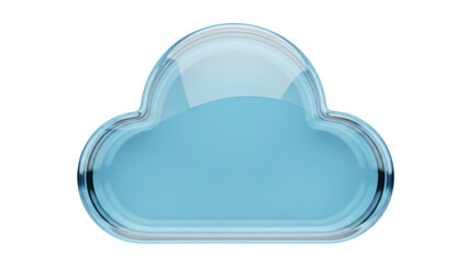 Glossy blue cloud icon isolated on transparent background