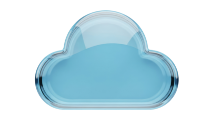 Glossy blue cloud icon isolated on transparent background