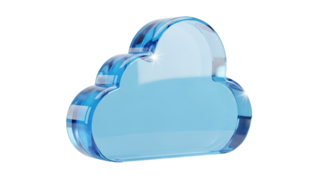 Blue Crystal Cloud Shape Isolated on Transparent Background - Powered by Adobe