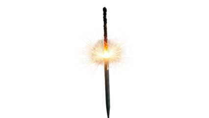 Sparkler Igniting with Bright Sparks Isolated on Transparent Background
