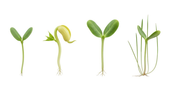 Plant Sprouts Growth Stages Isolated Transparent Background