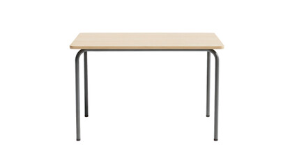 Simple wooden desk with metal legs isolated on transparent background