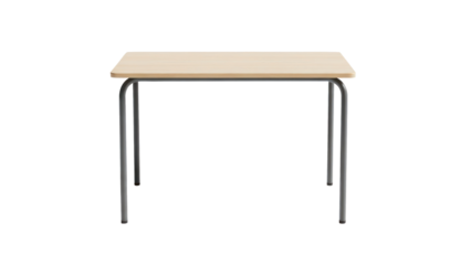 Simple wooden desk with metal legs isolated on transparent background