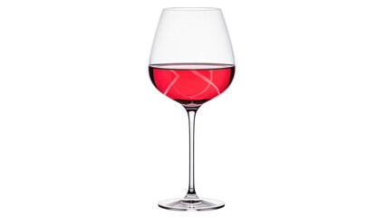 Elegant wine glass filled with red wine, isolated on transparent background