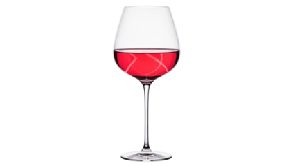 Elegant wine glass filled with red wine, isolated on transparent background