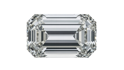 Emerald Cut Diamond Gemstone Isolated on Transparent Background