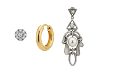 Assortment of Elegant Earrings, Isolated on Transparent Background