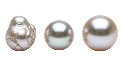Three Pearls, Irregular and Round, Isolated on Transparent Background PNG