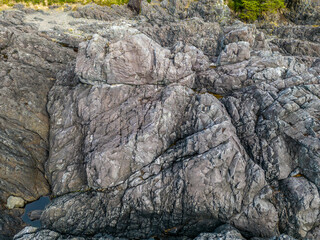 Rugged Rocky Cliffs Along the West Coast Shore in British Columbia, Canada