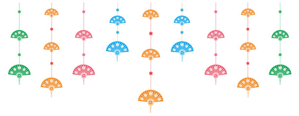 colorful hanging hand fan image for Chinese New Year, lunar vector image