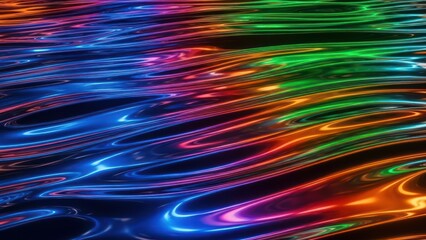 Fototapeta premium Abstract flowing liquid surface with vibrant neon colors and wave patterns