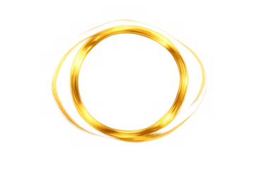 Golden glowing circle forming a dynamic light effect frame with a shiny abstract gold ring on a transparent background
