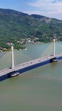 Anita Garibaldi Bridge In Laguna Santa Catarina Brazil. Powerful Landscape Of The Vehicles In A Famous Road . Paradise Landscape Idyllic Beauty. Paradise Summertime. Laguna Santa Catarina.