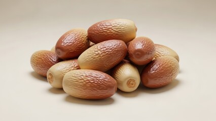 Close up of a pile of brown fruit with textured surfaces