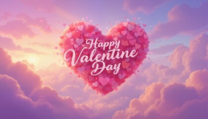 beautiful colorful valentine day heart in the clouds as abstract background, made with generative ai

