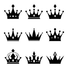 Premium collection of royal crown silhouettes with diamond and point details