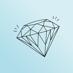 Geometric diamond outline illustration on light blue gradient background for jewelry design