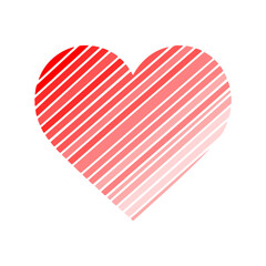 Red heart shape with diagonal lines gradient for valentines day greeting card