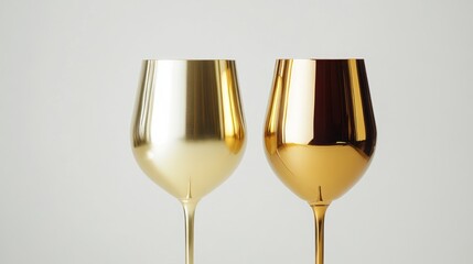 minimalist composition featuring two metallic gold stemmed glasses set against a neutral background radiating luxury and sophistication