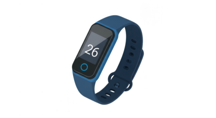 Blue smart band displaying number isolated on transparent background