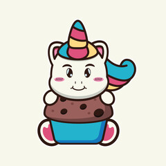 Vector illustration of cute unicorn 