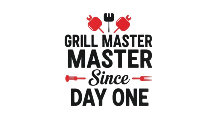 Grill master since day one text design isolated on transparent background