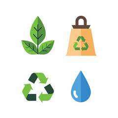 Eco-friendly icons illustrate recycling and nature conservation.