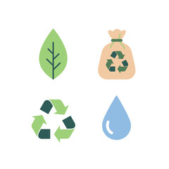 Eco-friendly symbols illustration showcasing recycling and conservation concepts in a clean environment
